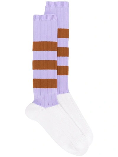 Shop Marni Striped Motif Socks In Purple