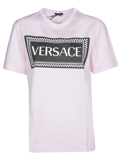 Shop Versace Logo Print T-shirt In Rosa
