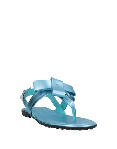 Shop Tod's Toe Strap Sandals In Sky Blue