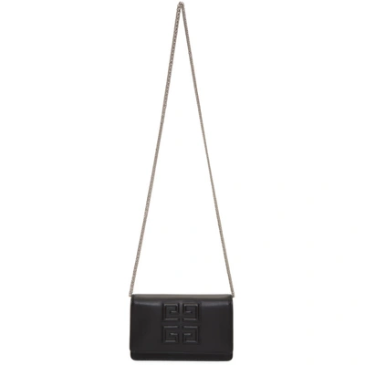 Shop Givenchy Black Emblem 4g Chain Wallet Bag