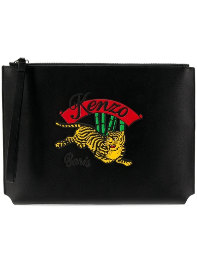 Shop Kenzo Jumping Tiger Clutch Bag - Black