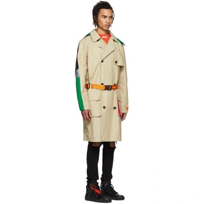 Shop Heron Preston Beige And Mulitcolor Trench Coat In 4888 Beigem