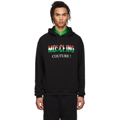 Shop Moschino Black Italy Hoodie In A1555 Black