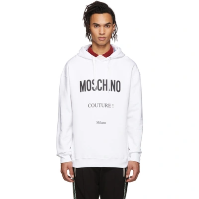 Shop Moschino White Couture Hoodie In A1001 White