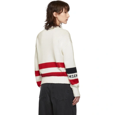 Shop Msgm White And Red Stars Sweater In 01 White