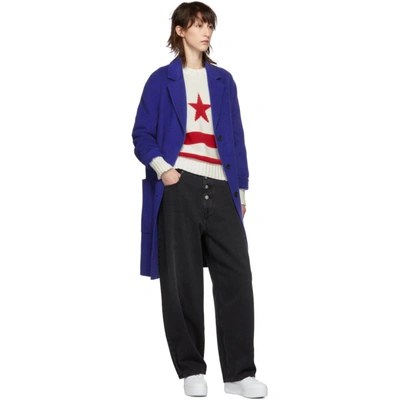 Shop Msgm White And Red Stars Sweater In 01 White