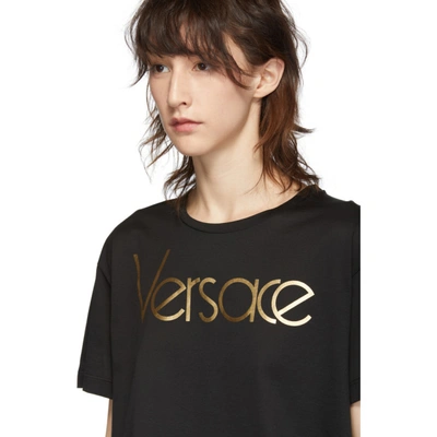 Shop Versace Black Gold Logo T-shirt In A2003 Black