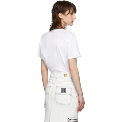 Shop Versace White Gold Logo T-shirt In A2256 White