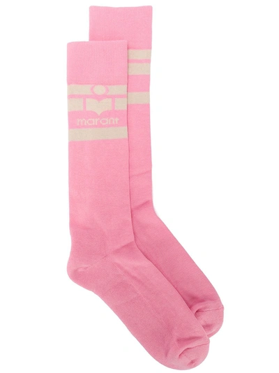 Shop Isabel Marant Knitted Logo Socks - Pink