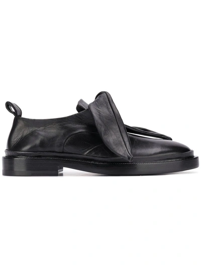 Shop Jil Sander Tie Front Loafers - Black