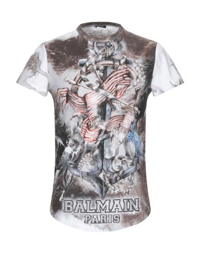Shop Balmain T-shirts In Steel Grey