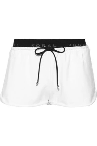 Shop Koral Woman Jacquard-trimmed French Terry Shorts White
