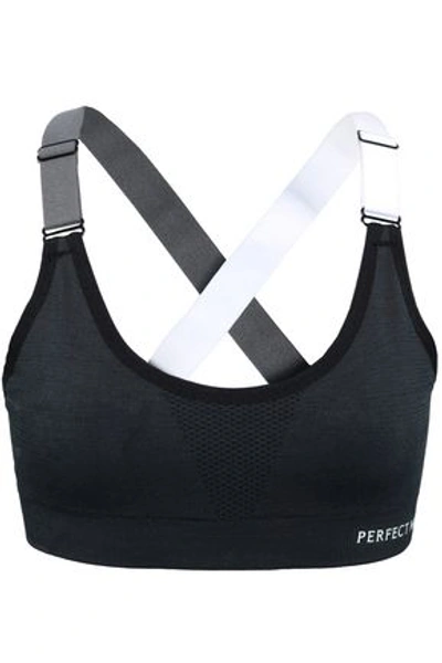 Shop Perfect Moment Woman Color-block Stretch Sports Bra Black