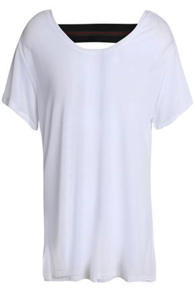 Shop Koral Woman Euphoria Cutout Mesh-trimmed Tencel-jersey T-shirt White