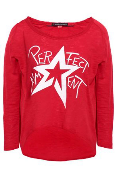 Shop Perfect Moment Printed Slub Cotton-blend Jersey Top In Red