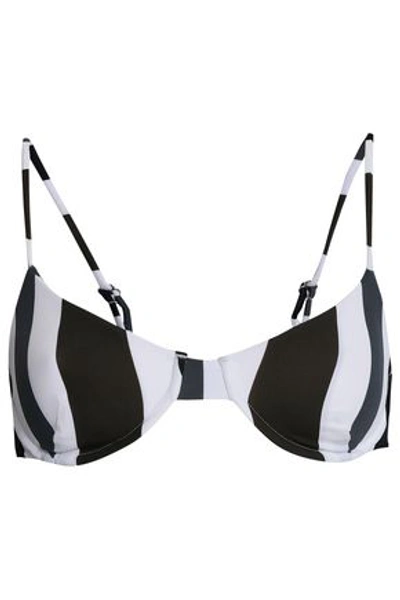 Shop Mikoh Woman Striped Underwire Bikini Top White