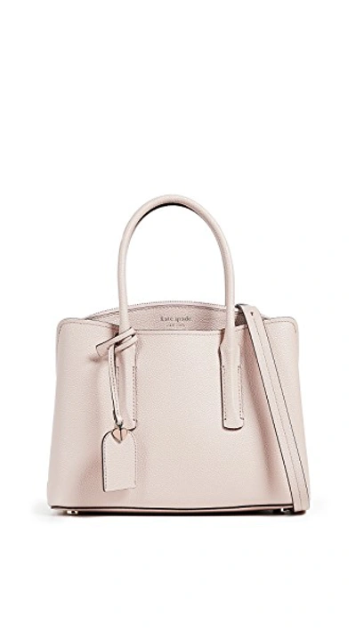 Kate Spade Medium Margaux Leather Satchel In Pale Vellum