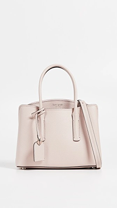 Kate Spade Medium Margaux Leather Satchel In Pale Vellum