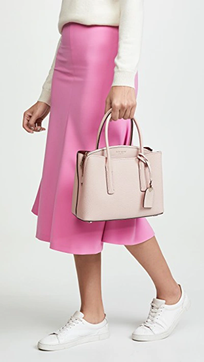 Kate Spade Medium Margaux Leather Satchel In Pale Vellum