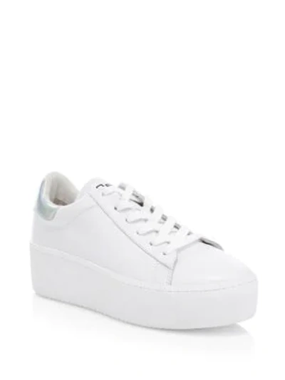 Shop Ash Cult Holographic-accent Leather Sneakers In White
