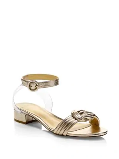 Shop Alexandre Birman Vicky Knotted Vinyl & Metallic Leather Sandals In Golden