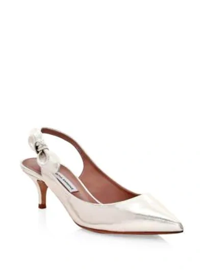 Shop Tabitha Simmons Rise Leather Slingback Pumps In Champagne