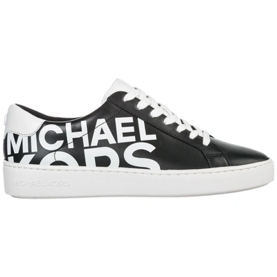 Shop Michael Kors Women's Shoes Leather Trainers Sneakers Irving In Black
