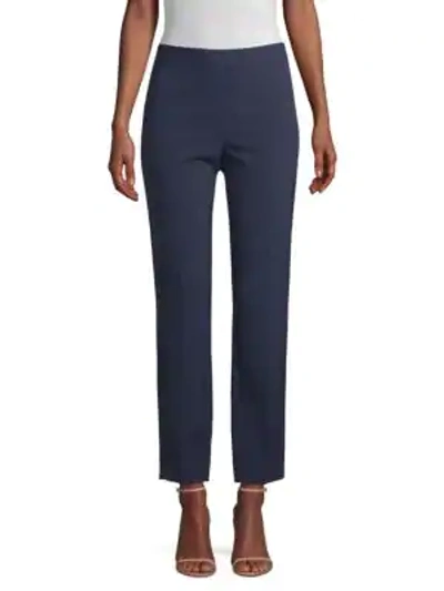 Shop Donna Karan Textured Straight-leg Trousers In Indigo