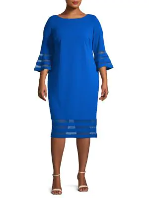 calvin klein illusion bell sleeve dress