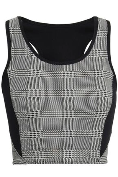 Shop Sàpopa Terry Cutout Checked Stretch Sports Bra In Black