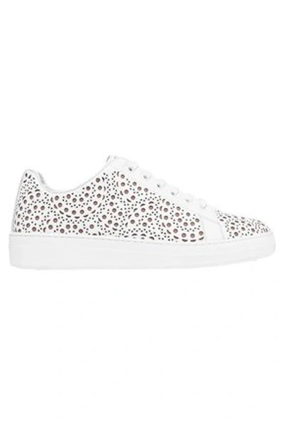 Shop Axel Arigato Woman Laser-cut Leather Sneakers White