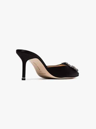 Manolo Blahnik Black Hangisi 70 Satin Pumps In Black
