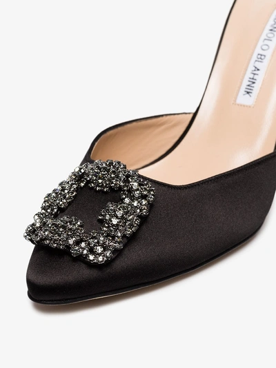Manolo Blahnik Black Hangisi 70 Satin Pumps In Black