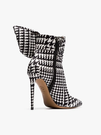 Shop Alexandre Vauthier Black And White Yasmin 100 Houndstooth Print Buckle Embellished Ankle Boots In Bianco/nero