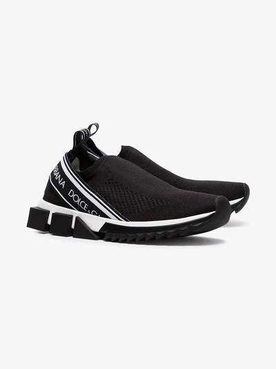 Shop Dolce & Gabbana Black Sorrento Stretch Slip-on Sneakers In 8b956 Black