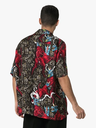 Shop Edward Crutchley Dog Print Short Sleeved Silk Shirt In Black