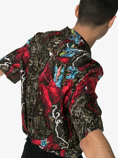 Shop Edward Crutchley Dog Print Short Sleeved Silk Shirt In Black