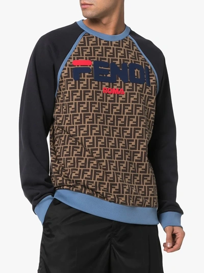 Shop Fendi Mania Logo Sweatshirt In Brown