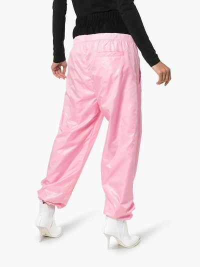 Shop Natasha Zinko Double-waisted Track Pants In Pink/purple