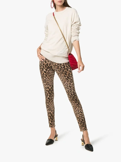 Shop Frame Leopard Print Skinny Jeans In Nude/neutrals