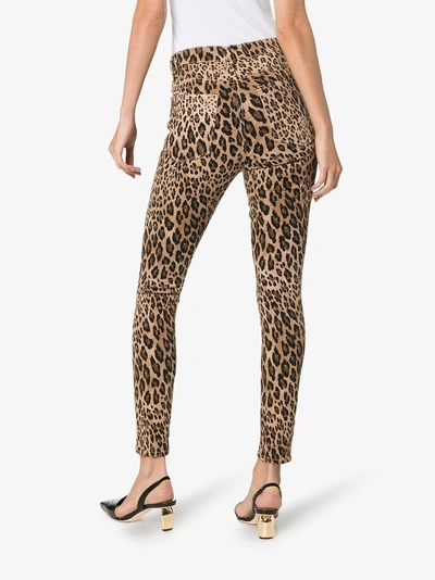 Shop Frame Leopard Print Skinny Jeans In Nude/neutrals