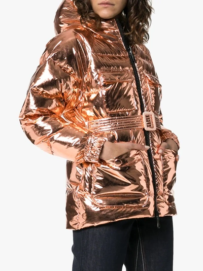 Shop Ienki Ienki Berlin Foil Hooded Padded Jacket In Metallic