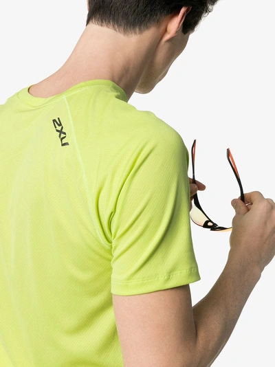 Shop 2xu Yellow Short Sleeved Label T-shirt In Green