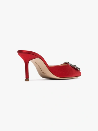 Shop Manolo Blahnik 'hangisi 70' Mules In Red