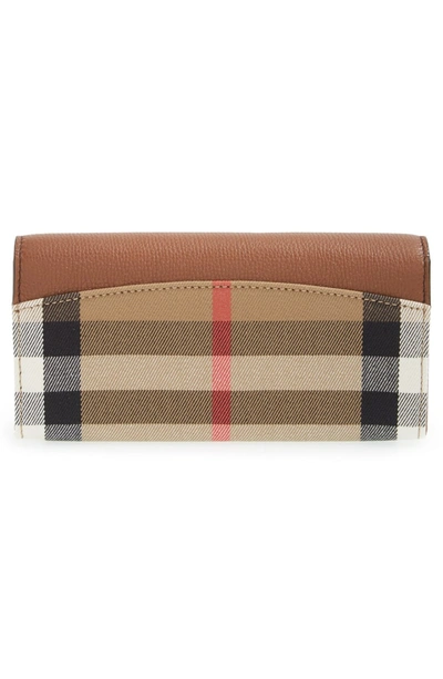 Shop Burberry 'porter' Continental Wallet In Tan Gld Hrdwre