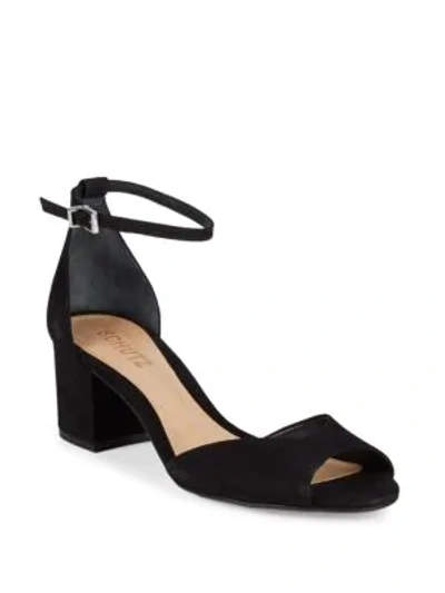 Shop Schutz Classic Suede Ankle-strap Sandals In Black