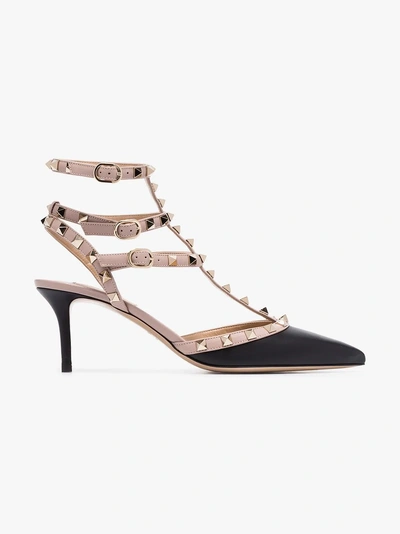 Shop Valentino Black Rockstud 65 Caged Pumps