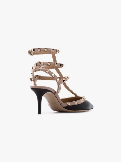 Shop Valentino Black Rockstud 65 Caged Pumps