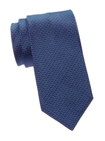 Shop Ermenegildo Zegna Diamond Silk Tie In Blue
