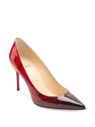 Shop Christian Louboutin Ombré 85 Patent Leather Point Toe Pumps In Black Red
